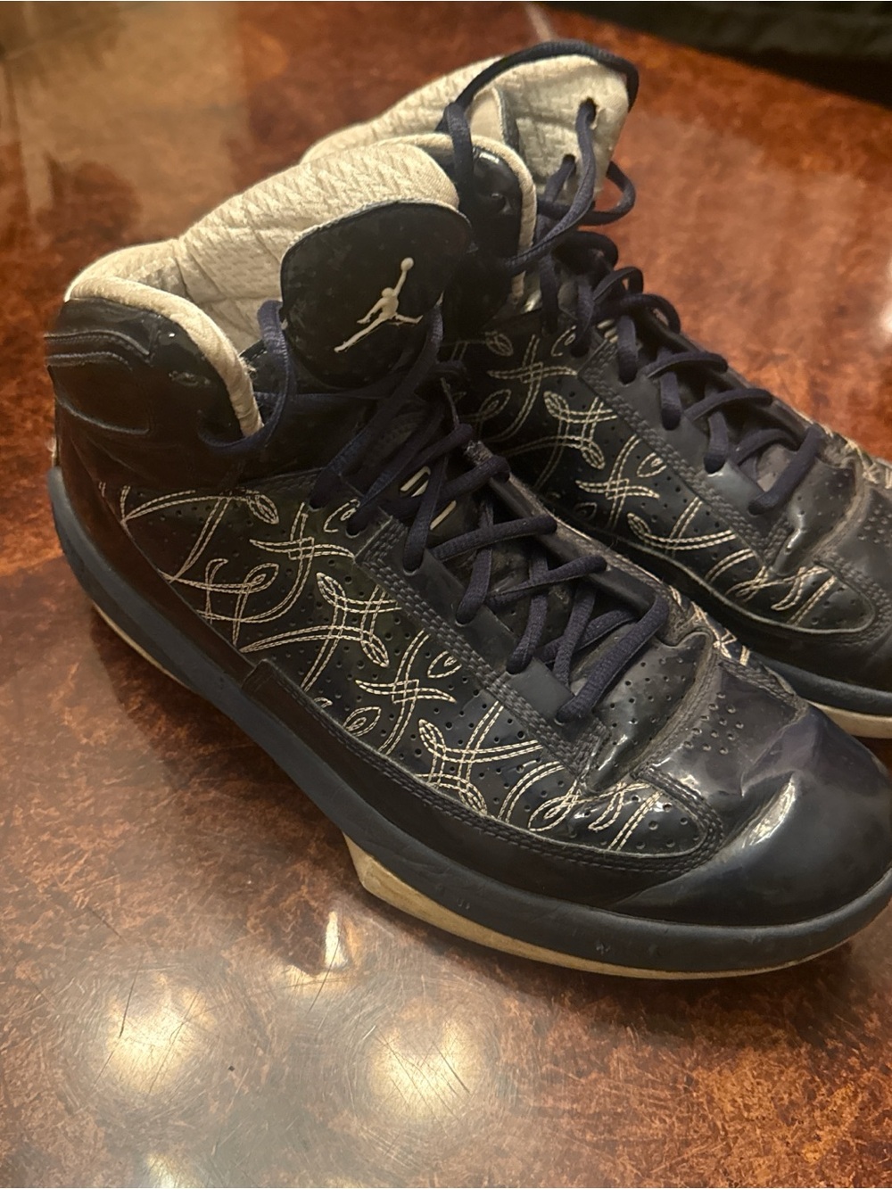 Jordan Men's Navy and White High-Top Basketball Shoes